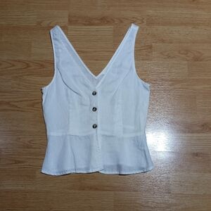 H&M white linen peplum blouse/vest. EUC.  Size xxs.